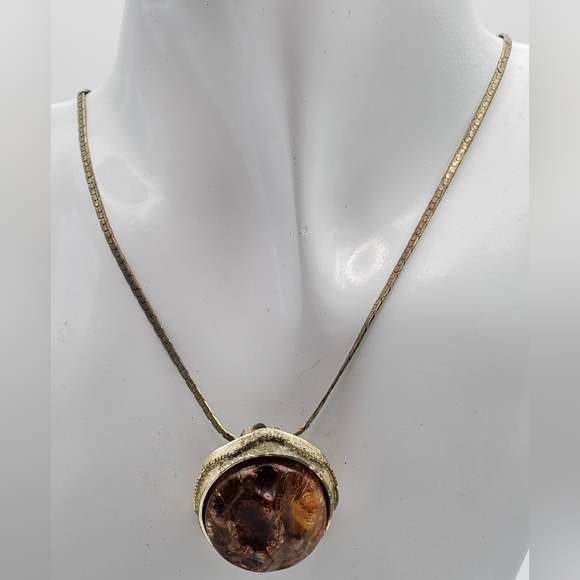 Vintage‎ coro Amber volcanic repurposed earring pendant necklace N2506 - Picture 1 of 5